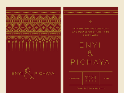 Enyi & Pichaya Wedding Invitation ampersand foil gold invitation invite line art pattern print thailand wedding wedding invitation
