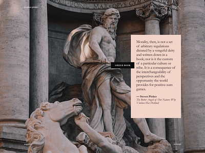 Steven Pinker quote on greek statue background color design photography typography web