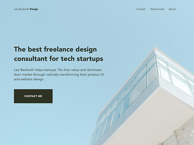 Day 10 Hero image landing page for a designer