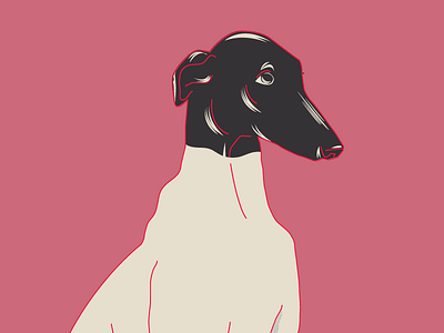 Black head dog dog head illustration line pink