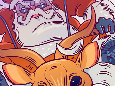 Xmas ride christmas deer illustration moto santa vector