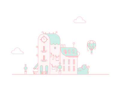 Lovely City 2 city house illustration kids line paris sweet