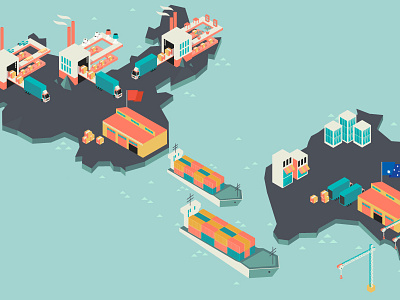 Supply flat illustration market sea ship trade transport