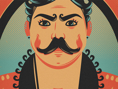 Indian man face fire illustration line man vector vintage