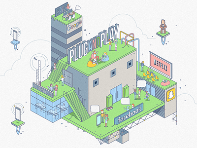 PolyUp. Event illustration chat facebook google learning math mobile netflix party startup technology tesla