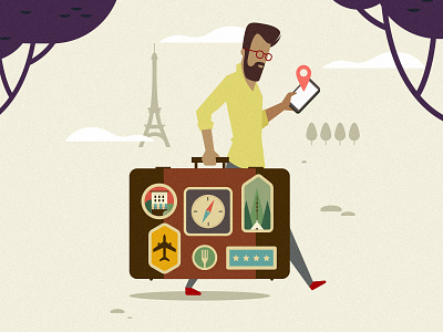 Maggy. Magazine App. Illustration flat illustration man mobile traveling