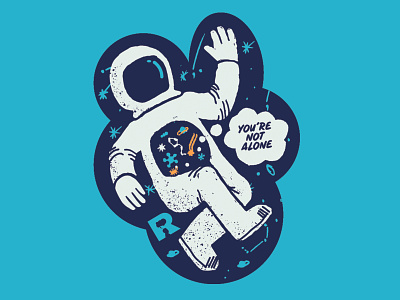 You're not alone astronaut microbes ratio space sticker