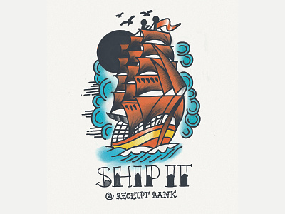 Ship it receipt bank ship sticker tattoo
