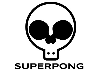 Superpong Logo black game games logo paddle pong sports white
