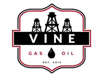 Vine Dribble black gas logo oil red retro sparks texas vintage white