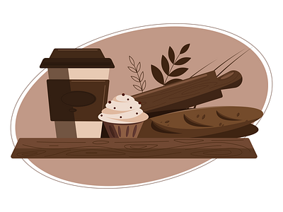 monochrome bakery bakery branding brown cake chokolade coffe shop coffee illustration illustrator logo monochrome vector