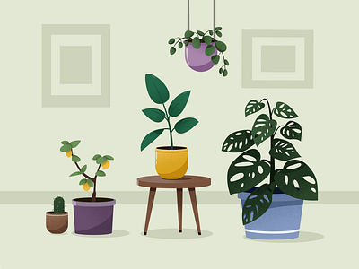 plants 2d art 2d artist 2d illustration cute flowerpot home home illustration illustration illustrator lemon plants texture vector