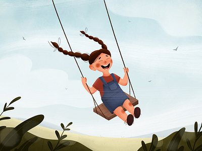 girl on a swing character cute girl illustration illustrator personage procreate