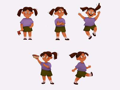 little girl book illustration character character design children color cute design girl illustration illustrator personage poses procreate texture vector