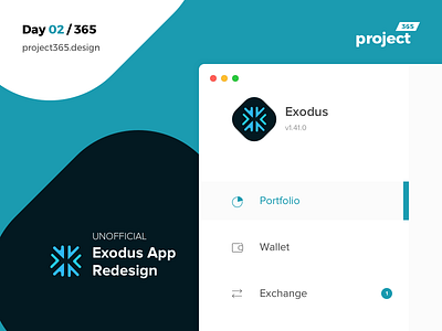 Exodus App - Redesign | Day 02/365 - Project365 bitcoin clean cryptocurrency wallet ethereum exodus minimal project365 redesign redesign tuesday