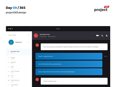 Skype Redesign Concept  | Day 09/365 - Project365