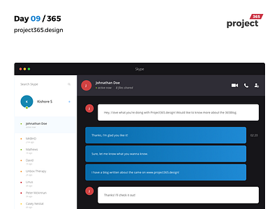Skype Redesign Concept | Day 09/365 - Project365 challenge clean daily ui design minimal project365 redesign redesign tuesday skype skype redesign