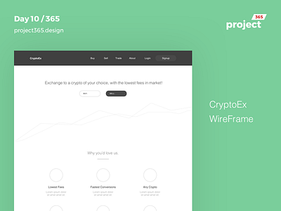 CryptoEx - Wireframe | Day 10/365 - Project365 bitcoin challenge cryptocurrency daily ui design exchange project365 wireframe wireframe wednesday