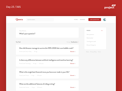 Quora.com Redesign | Day 23/365 - Project365