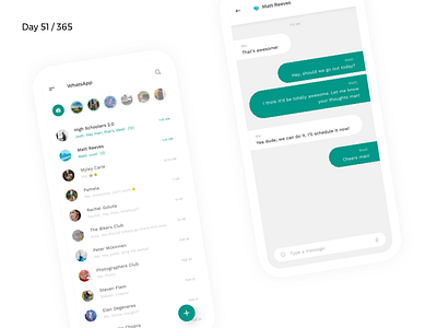 WhatsApp Mobile - Redesign Concept | Day 51/365 - Project365 app chat chatting design challenge minimal project365 redesign redesign tuesday sketch whatsapp whatsapp mobile