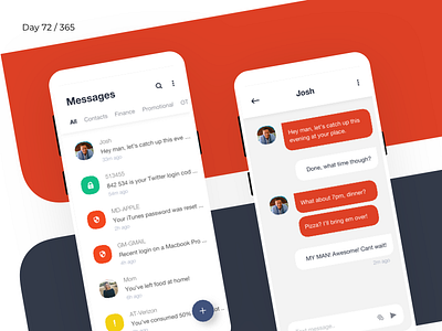 Android Messages - Redesign Concept | Day 72/365 - Project365 android chat chatting design challenge imessage messages messenger minimal project365 redesign redesign tuesday sketch