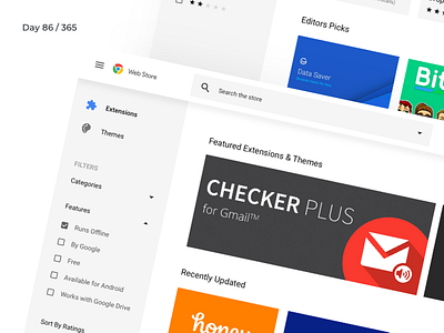 Chrome Web Store - Redesign Concept | Day 86/365 - Project365 chrome store design challenge extensions google chrome material design project365 redesign redesign tuesday sketch