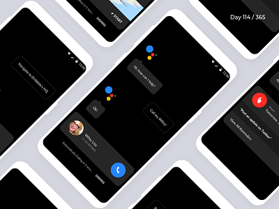 Google Assistant - Redesign / Dark UI | Day 114/365 - Project365 android app assistant dark mode concept google google assistant mobile app project365 redesign redesign tuesday sketch