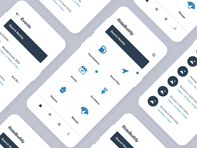 RideBuddy - The Motorcyclists App | Day 115/365 - Project365 app for bikers bikers challenge daily ui design mobile app motorcycles app project365 riders community app wireframe wireframe wednesday