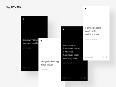 Minimal Quotes App Concept | Day 127/365 - Project365 app blackwhite design challenge minimal minimal monday mobile app project365 quotes quotes app