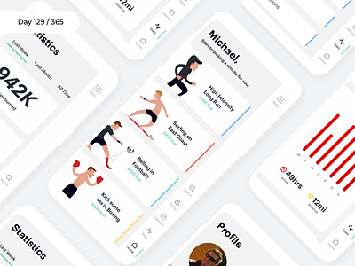 Healthy Activities Tracker App | Day 130/365 - Project365 daily ui design challenge disruptive thursday health tracker healthy activities mobile app project365 sports tracker statistics