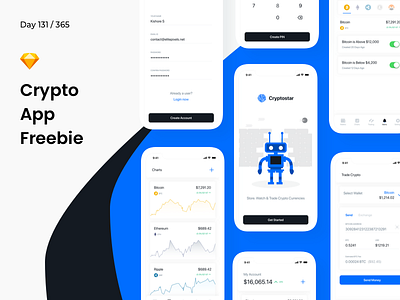 Crypto App - iOS UI Kit Freebie | Day 131/365 - Project365 bitcoin app crypto cryptocurrency freebie freebie friday ios mobile app project365 sketch sketch freebie wallet