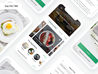 Recipes App Concept | Day 140/365 - Project365 challenge daily ui design mobile app project365 recipe app recipes super sunday