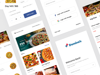 Dominos Mobile App - Redesign | Day 149/365 - Project365 android app concept dominos food app mobile-app pizza pizza-app project365 redesign redesign-tuesday sketch