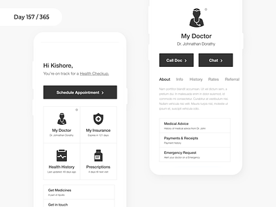 MyHealth - Doctor App - Wireframe | Day 157/365 - Project365