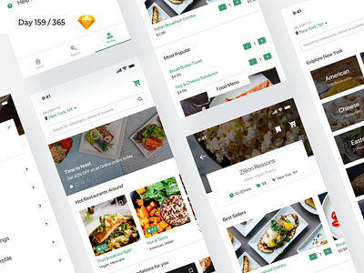 Food Delivery iOS App - Freebie | Day 159/365 - Project365 food food delivery app freebie freebie friday ios iphone x online food delivery orders project365 sketch sketch freebie