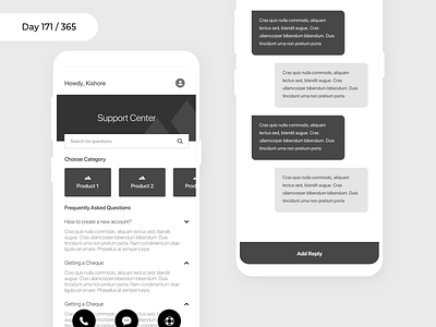 Support Center App - Wireframe | Day 171/365 - Project365