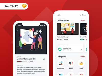 Courses App - Sketch Freebie | Day 173/365 - Project365