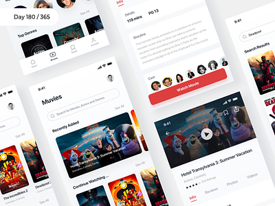 Movies Streaming App - Freebie | Day 180/365 - Project365 freebie freebie friday ios iphonex movies online movies app project365 sketch sketch freebie streaming watch movies