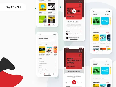 Podcast App Concept | Day 182/365 - Project365 audio app challenge daily ui design mobile app podcast podcasting project365 super sunday