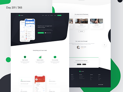 Mobile App Landing Page Freebie | Day 201/365 - Project365 freebie freebie friday ios app landing page mobile app modern project365 saas product page saas software sketch freebie sketch landing page work sans