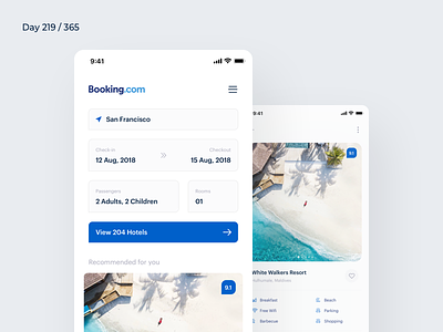 Booking.com App Redesign Concept | Day 219/365 - Project365