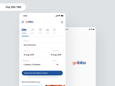 GoIbibo App Redesign Concept | Day 226/365 - Project365