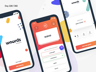 Woords - Fun Word Based Game | Day 228/365 - Project365 design challenge disruptive thursday fun games game ios ios game mobile app project365 trivia word game