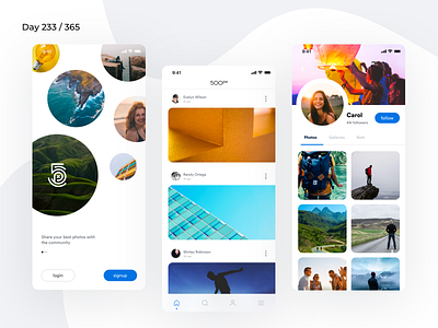 500px Mobile App Redesign Concept | Day 233/365 - Project365 500px app redesign 500px redesign challenge daily ui design challenge minimal mobile app photography redesign tuesday stock photos