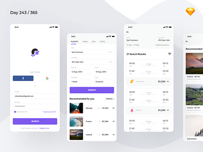 Flight Booking App Freebie | Day 243/365 - Project365 airplane tickets booking challenge daily ui design challenge flight booking freebie freebie friday ios login mobile app project365 sf pro display sketch sketch freebie travel
