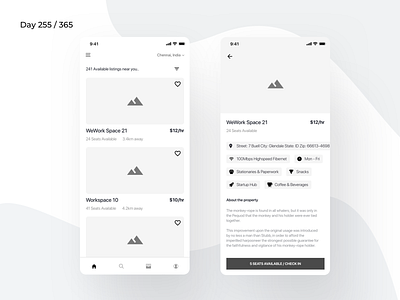 Coworking Space App Wireframe | Day 255/365 - Project365