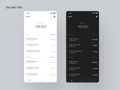 Minimal Expense Tracking App | Day 260/365 - Project365 activity tracker daily daily activities tracking app daily ui data analytics design challenge hourly ios ios11 minimal minimal monday mobile app project365 weekly