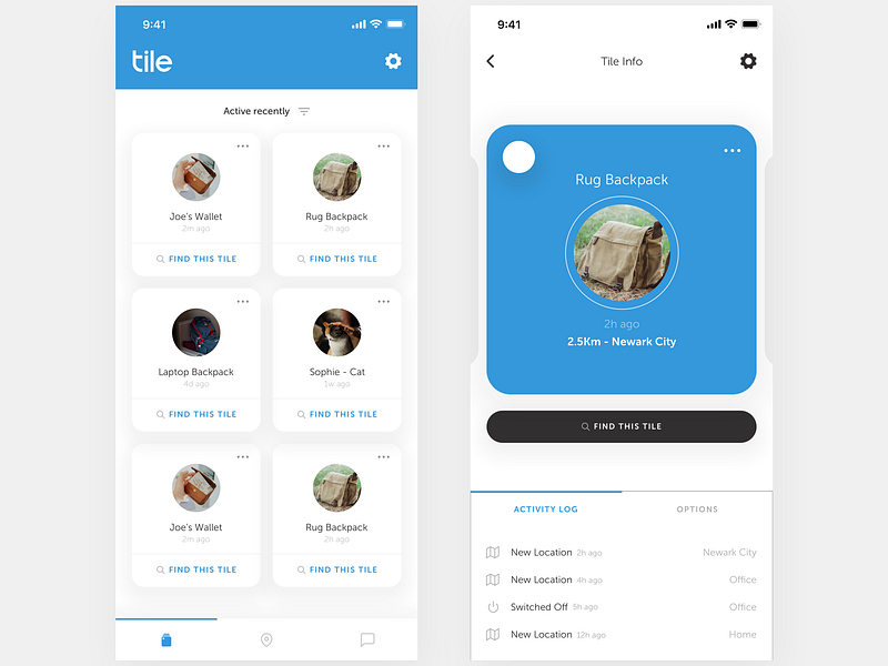 Tile Mobile App Redesign Concept Day 261/365 Project365 by Kishore