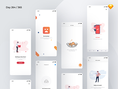 Empty States - Mobile - Freebie | Day 264/365 - Project365 404 app empty state challenge daily ui design challenge empty state mobile empty states freebie freebie friday ios lost mobile app not found project365 sf pro display sketch sketch freebie ui component