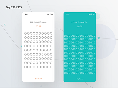 Odd1Out - Fun Game Concept | Day 277/365 - Project365 design challenge disruptive thursday find mismatched letters find the bad letter find the letter ios ios11 letters game minimal mobile app mobile game odd one out project365 sketch